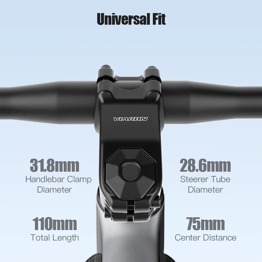 VIARON الطريق دراجة الجذعية 75 مللي متر طول سبائك الألومنيوم مزورة جذع دراجة-15 درجة 28.6 مللي متر دراجة شوكة القطر #6