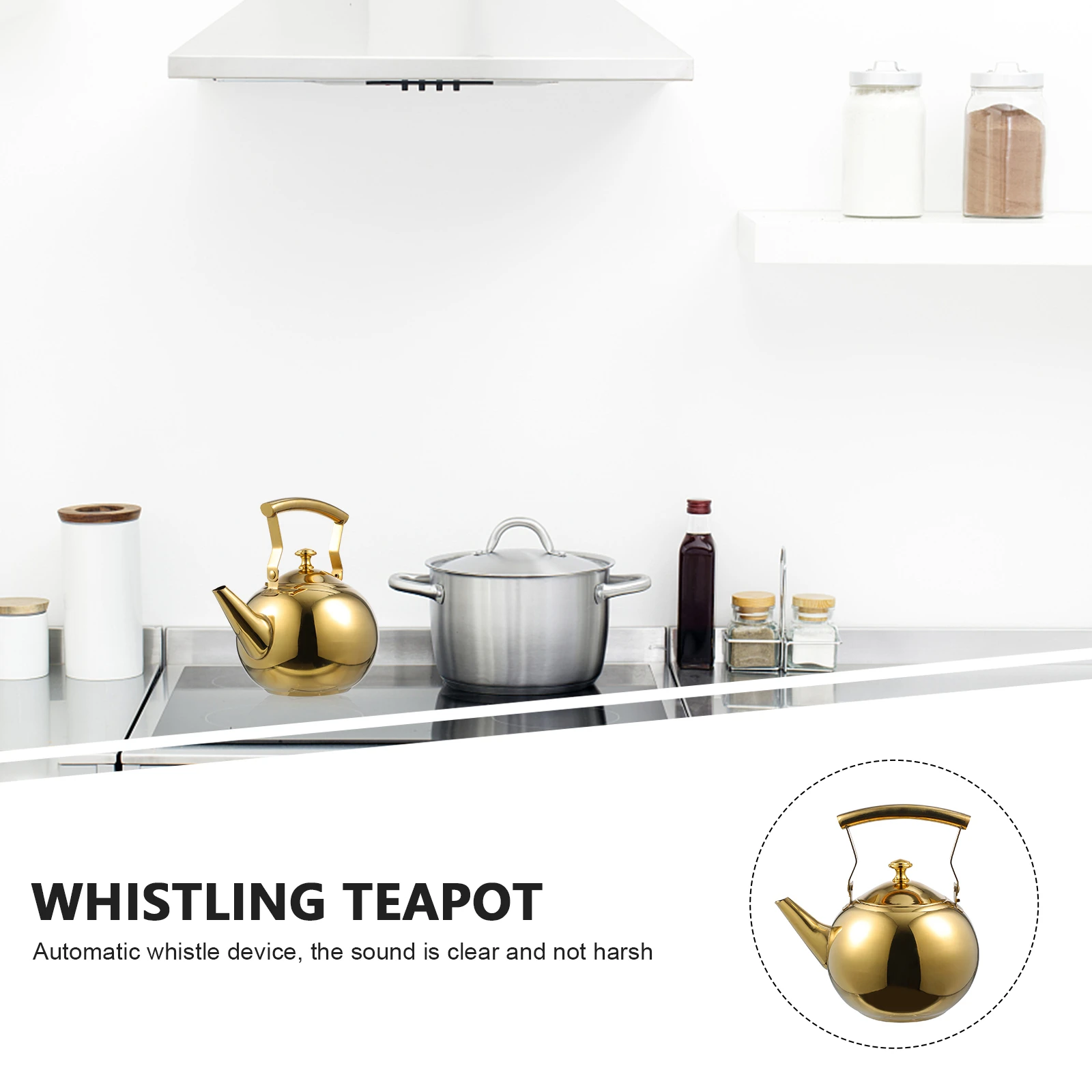 

Stainless Steel Tea Pot 1 0L Golden with Filter Handle Boiling Kettle for Gas Stove Kitchenware Set