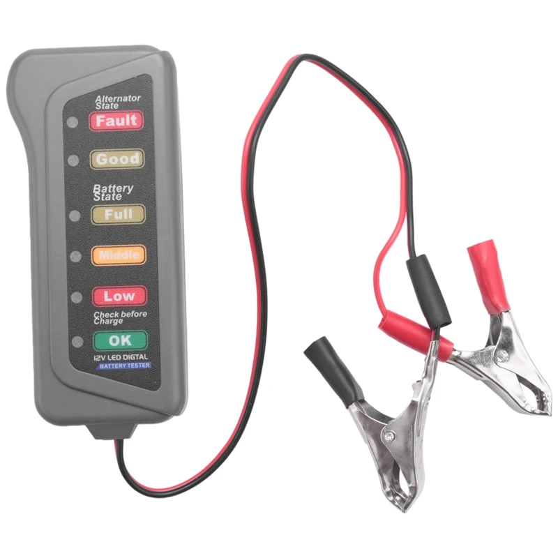 12V Car Battery & Alternator Tester - Test Battery Condition & Alternator Charging (LED indication)