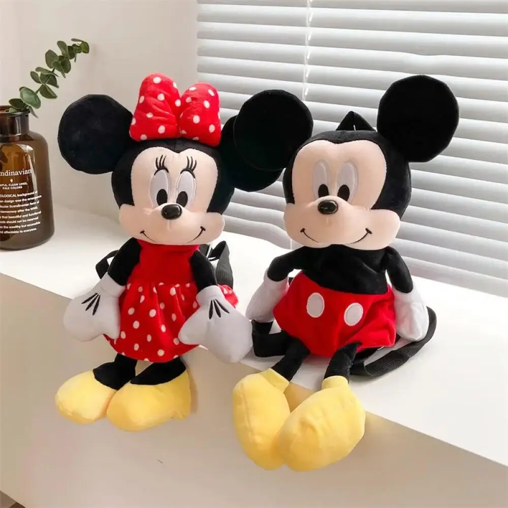 

Disney Minnie & Mickey Plush Backpack, Cartoon Stuffed Doll Daypack, Casual Shoulder Bag for Travel & Daily Use