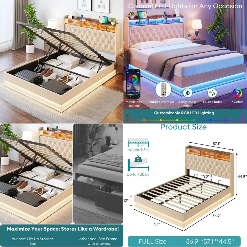 RedLemon 48Inch Gaming Desk, Electric Standing Desk with Height Adjustable, Power Outlets, LED Lights, Keyboard Tray, and Monito