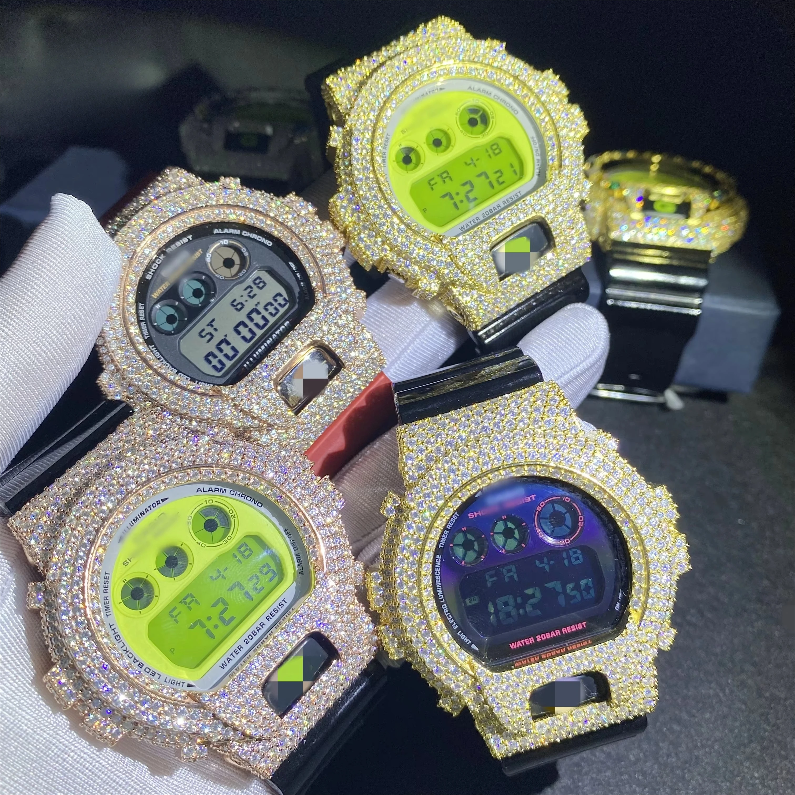 

Популярные мужские уличные часы, охлажденные ювелирные изделия в стиле хип-хоп, серебро 925, VVS D, муассанит, бриллиантовый ободок, спортивные часы премиум-класса