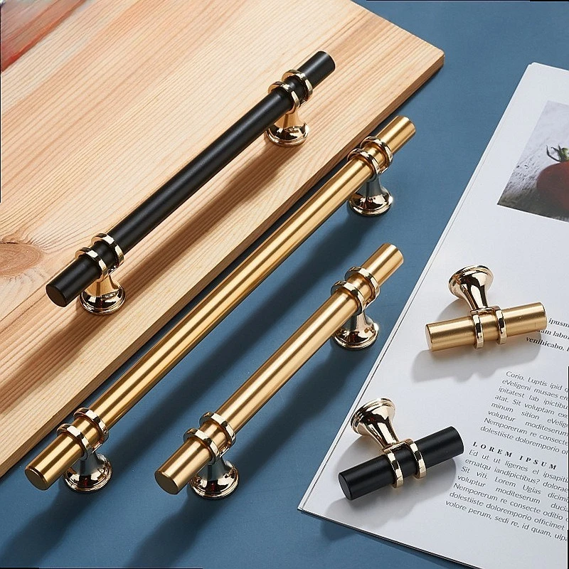 Gold Simple Zinc Alloy Cabinet Door Handle Wardrobe Bathroom Drawer Pull Furniture Hardware