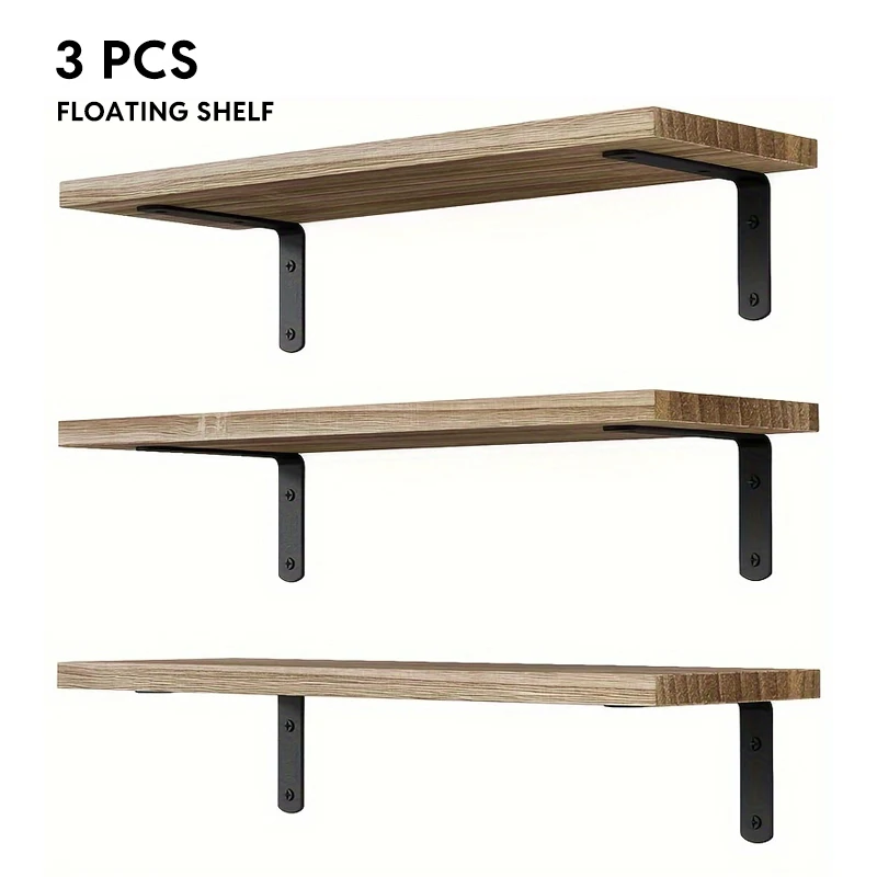 

3Pcs Set Rustic Wood Floating Shelves Wall Mount Storage Shelves for Bedroom Living Room Bookshelf Floating Shelf Home Storage