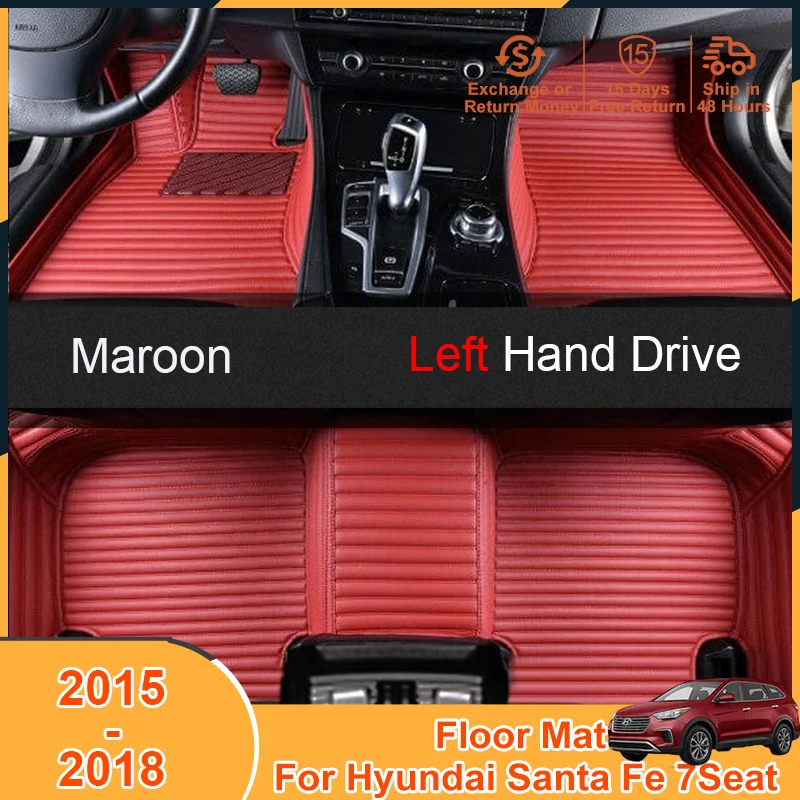 2015-2018 Floor Mats Carpets for Hyundai Santa Fe 7Seat 2018 2017 2016 2015 Accessories Foot Pad Non-Slip Left Hand Drive Cover