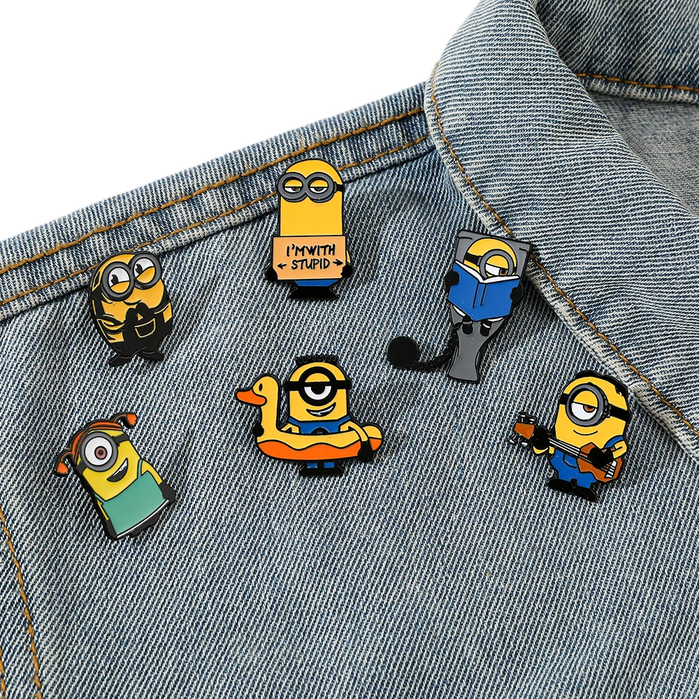 6 Peças de Broche Criativo em Estilo Cartoon, Pin de Esmalte de Minions, Acessórios de Moda para Roupas e Mochilas, Presente para Amigos