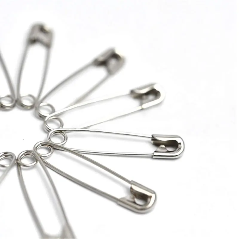 100 Stück silberne, rostbeständige, langlebige Sicherheitsnadeln, verschiedene Größen, 19 mm, 22 mm, 27 mm, 32 mm, 38 mm, 45 mm, 55 mm, für DIY-Handwerk, Nähzubehör – Detail 2