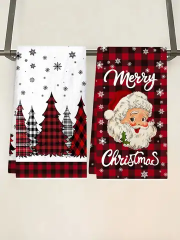 2 pz Asciugamani Da Cucina Di Natale Buon Natale Decorazione Della Festa 2025 Natale Babbo Natale Piatto Asciugamano Navidad Natal Regalo di Capodanno 2026