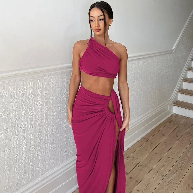 Sexy Two Piece Set For Women Top And Long Skirt Sets For Women 2 Pieces New In Matching Sets Night Club Festival Outfit