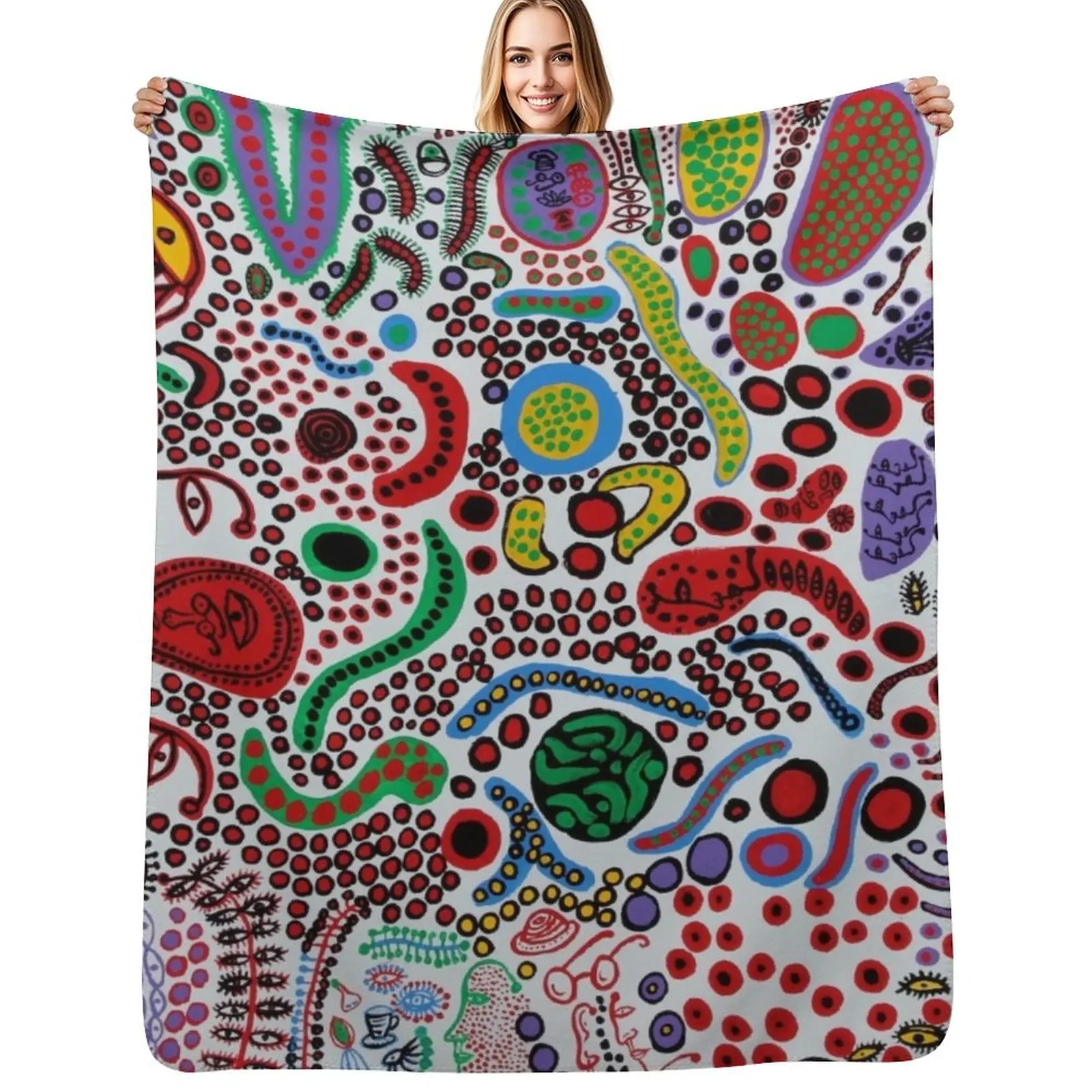 Yayoi Kusama Endless Life of People Throw Blanket Cute Plaid Beach Softest Weighted Plaid on the sofa warm for winter Blankets