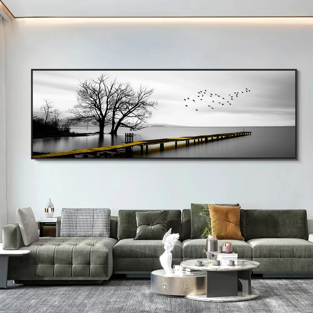 AA Moderne, minimalistische, Wandkunst, Landschaft am Meer, Goldenwood-Brücke, Leinwanddruck-Poster, Heim- und Wohnzimmer-Hintergrunddekoration