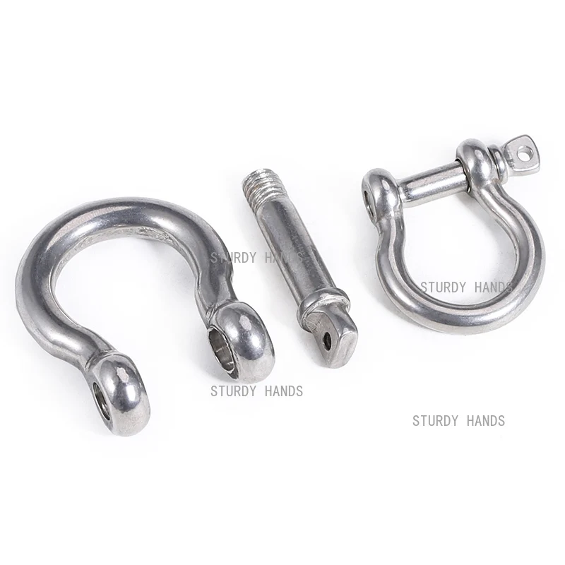 Stainless steel D-type lifting and unloading buckle bow chain buckle horseshoe hook connection buckle M4-M16
