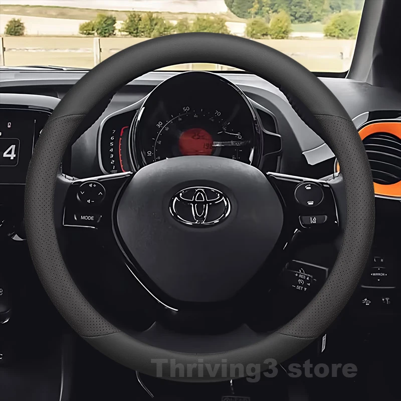 

Кожаный чехол на руль автомобиля для TOYOTA AYGO 2005-2022 AYGO X 2021-2024, нескользящий, для интерьера автомобиля, аксессуары для TOYOTA AYGO X