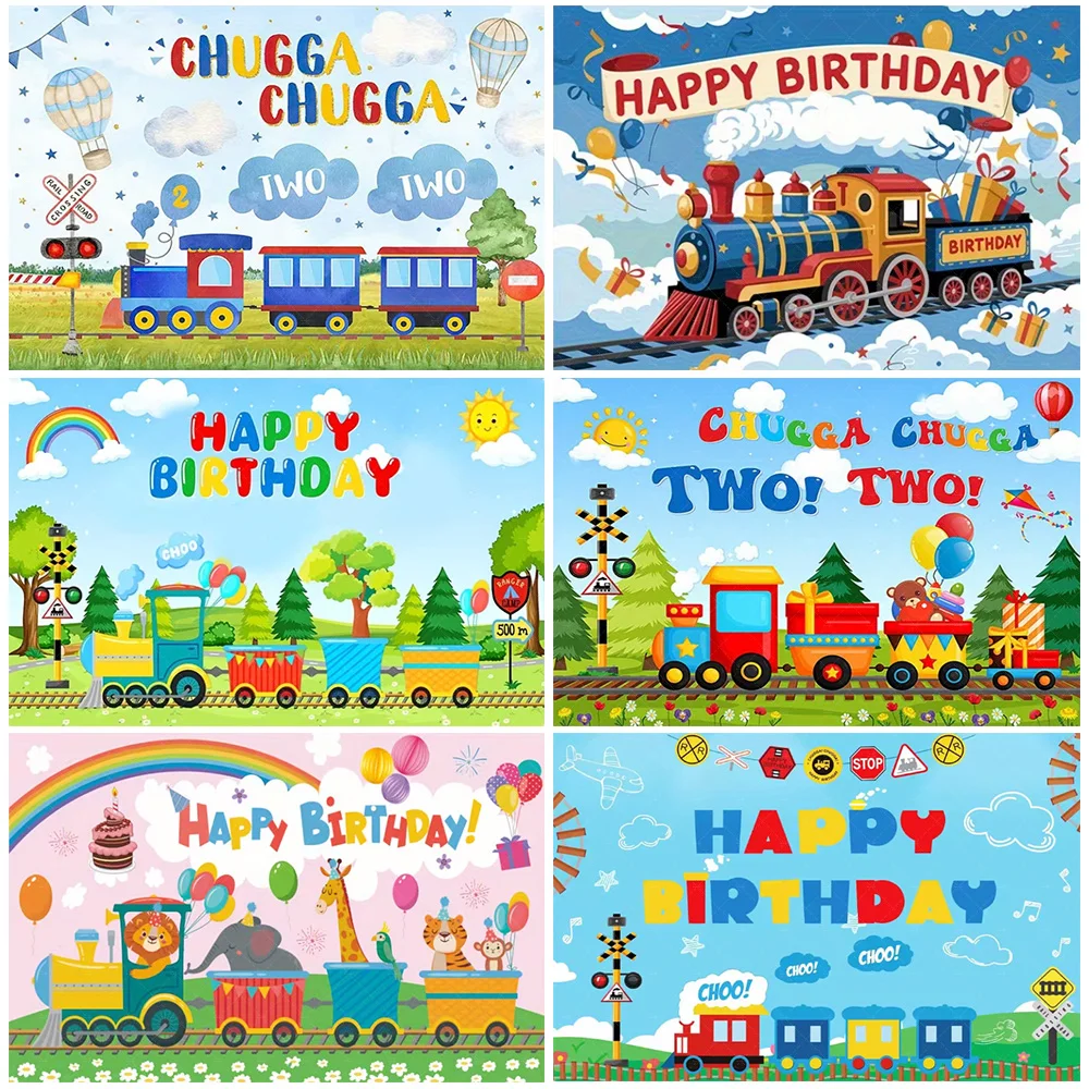 

Cartoon Transportation Car Colorful Small Train Theme Background Child Birthday Party Decorations Baby Shower Supplies Backdrop