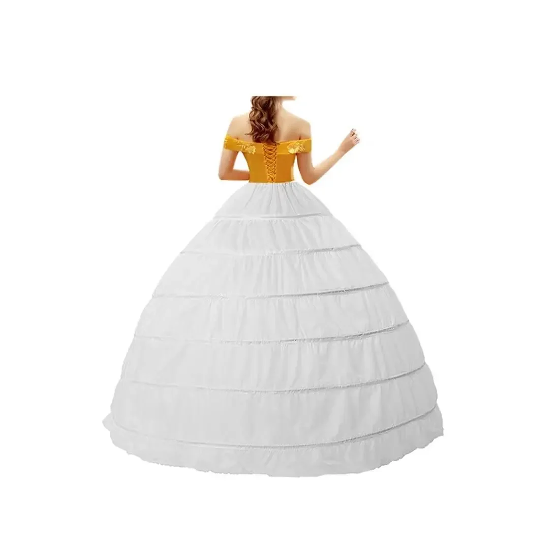 

Women 6 Hoop Ball Gown Skir Petticoat Long Floor Length Crinoline Underskirt Slip for Wedding Dresses