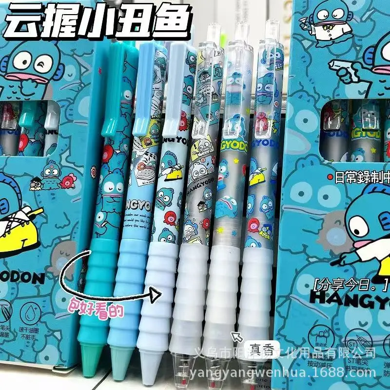 6pcs/box Hangyodon Press Gel Pen Cute Kawaii Sanrio pen 0.5mm Black Ink Signature Pens Promotional Gift Office School Supply