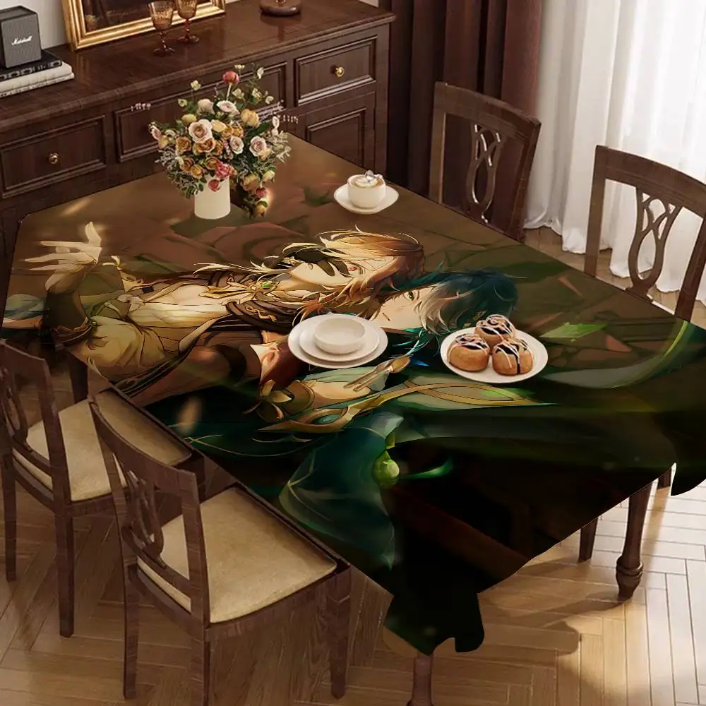 Genshin Impact Kaveh Alhaitham Themed Polyester Tablecloths Cute Designs For Home Kitchens Dining Rooms Patios Tablecloth