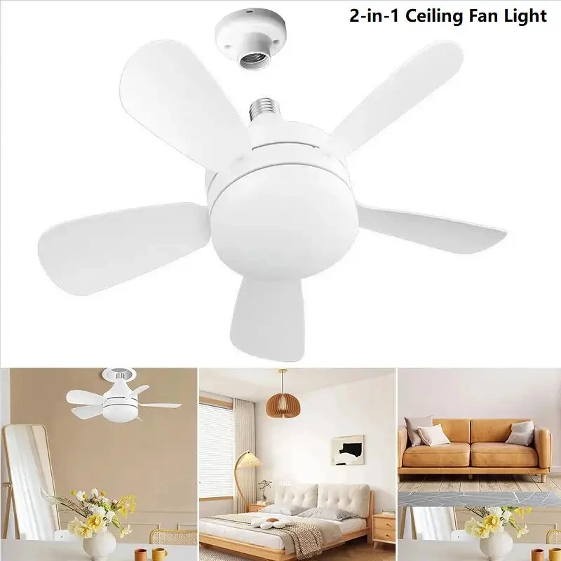 18 Inch E27 Led Ceiling Fan Light 5 Blades 3 Adjustable Wind Speed Remote Control Dimmable 2-In-1 Fan Light Living Room Bedroom