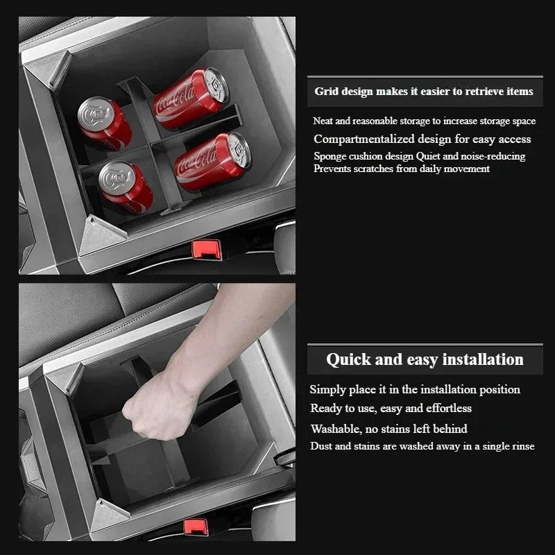 For Tesla Cybertruck 2024-2025 Car Central Armrest Storage Box Container Holder Insert Tray Organizer Partition Car Accessories