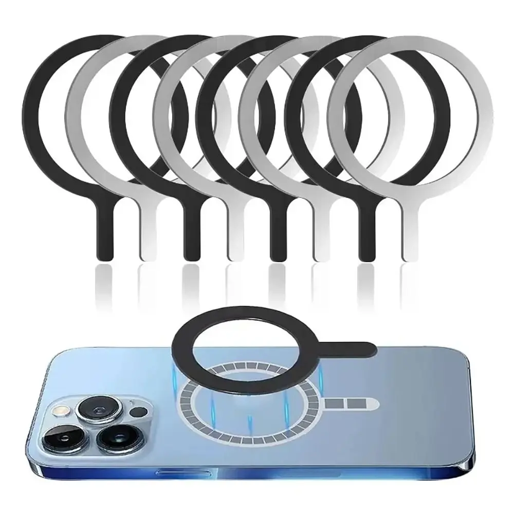 1/5 قطعة المغناطيس المغناطيسي لوحة معدنية حلقة Q التصميم العالمي صفائح حديد ملصق Magsafe شاحن لاسلكي الفولاذ المقاوم للصدأ