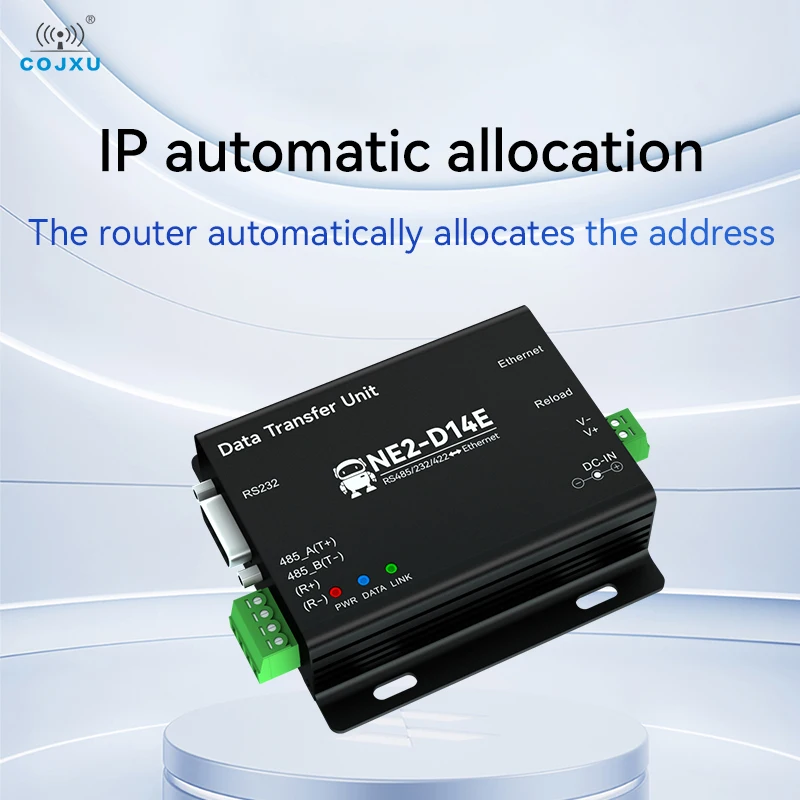 RS485/RS232/RS422 to Ethernet Serial Server POE Power Supply Modbus Gateway DC8-28V Modbus TCP to RTU MQTT COJXU NE2-D14E