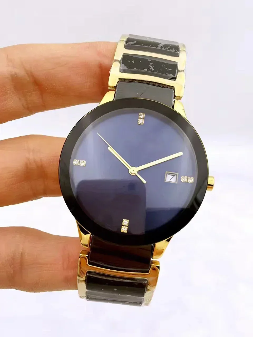 Luxury New Mens Ladies Yellow Gold Ceramica Quartz Round Black White Ceramic Couple Watch Fashion Watches