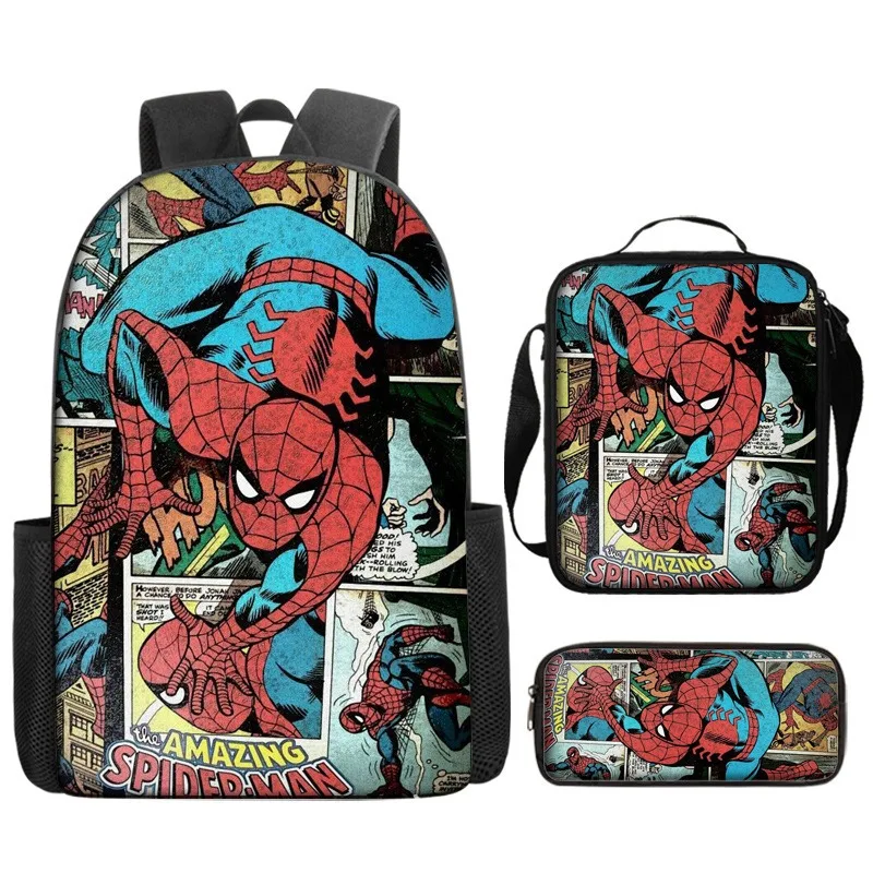 Marvel Comics Spider-Man Plecak Student Manga Fajny tornister o dużej pojemności Cartoon Fashion Lekki plecak Szkolna torba na lunch