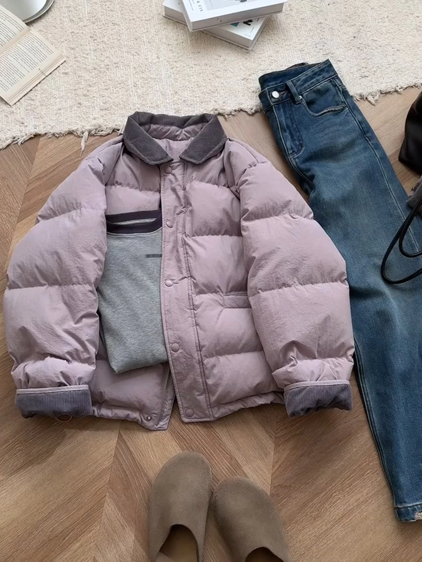 

Korean Sle Women's ort Puffer Jaet Cloud Doughnut Coat Warmth Bread Sle Outerwear Cotton down Winter New Arrival