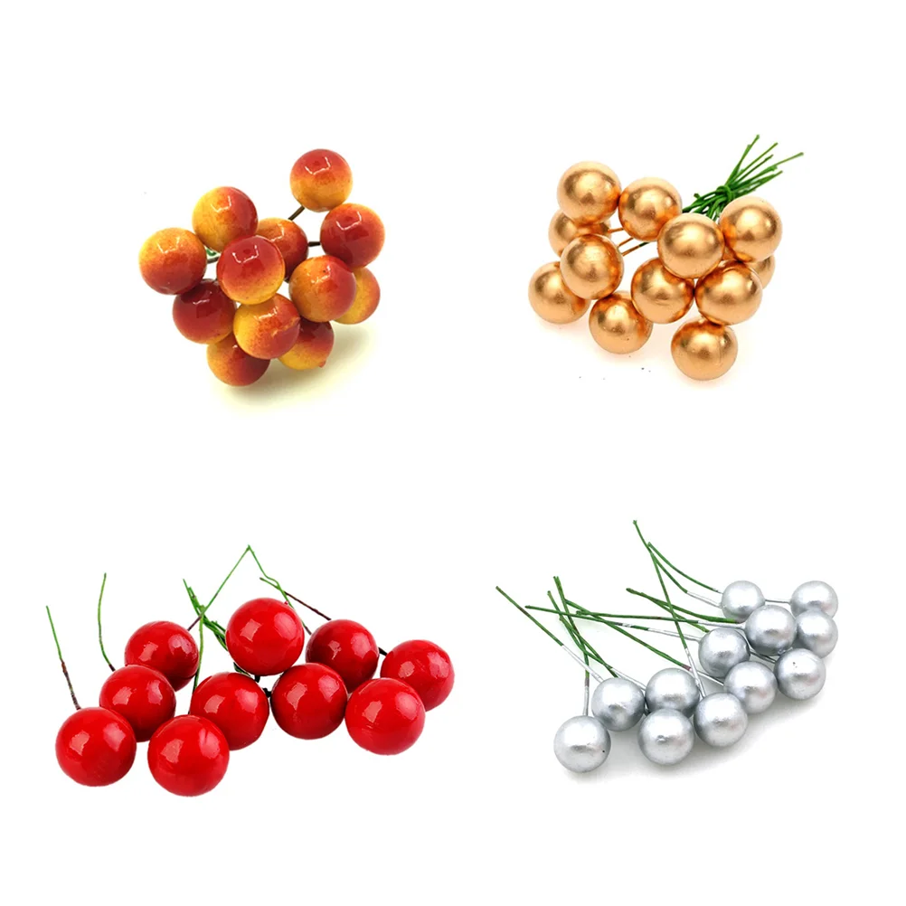 48 PCS Artificial Berries Branch Cherry Decor Fake Cherries for Decoration Lifelike Fruit Decorative Berry