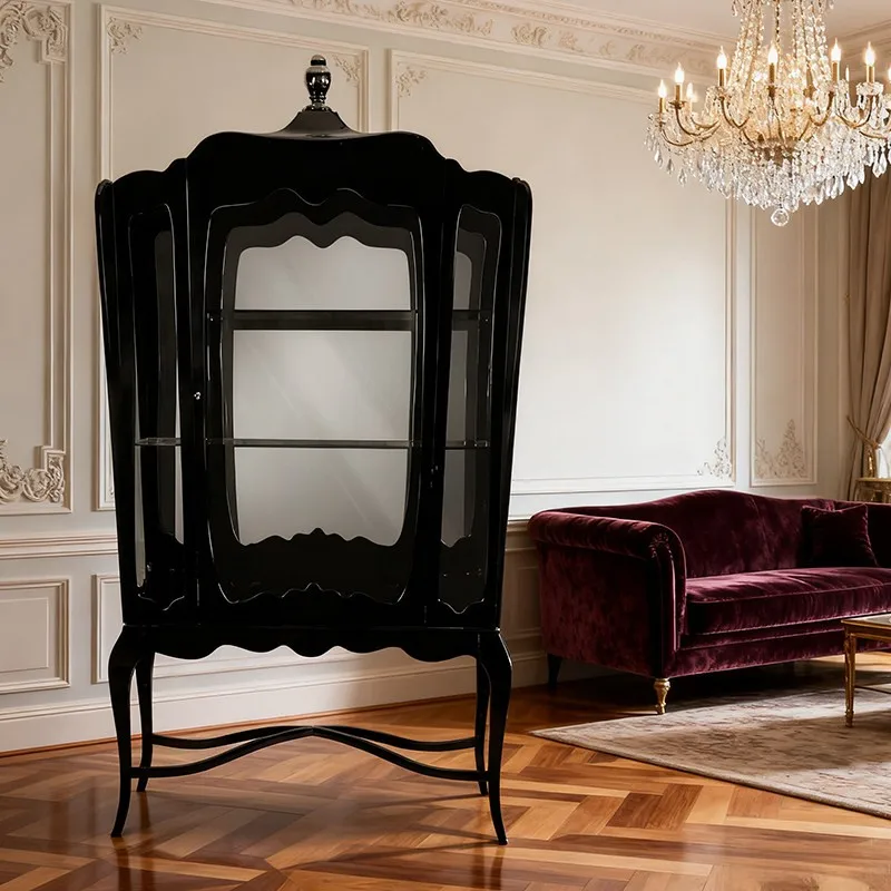 Modern simple wine cabinet solid wood glass living room and dining room dual-purpose