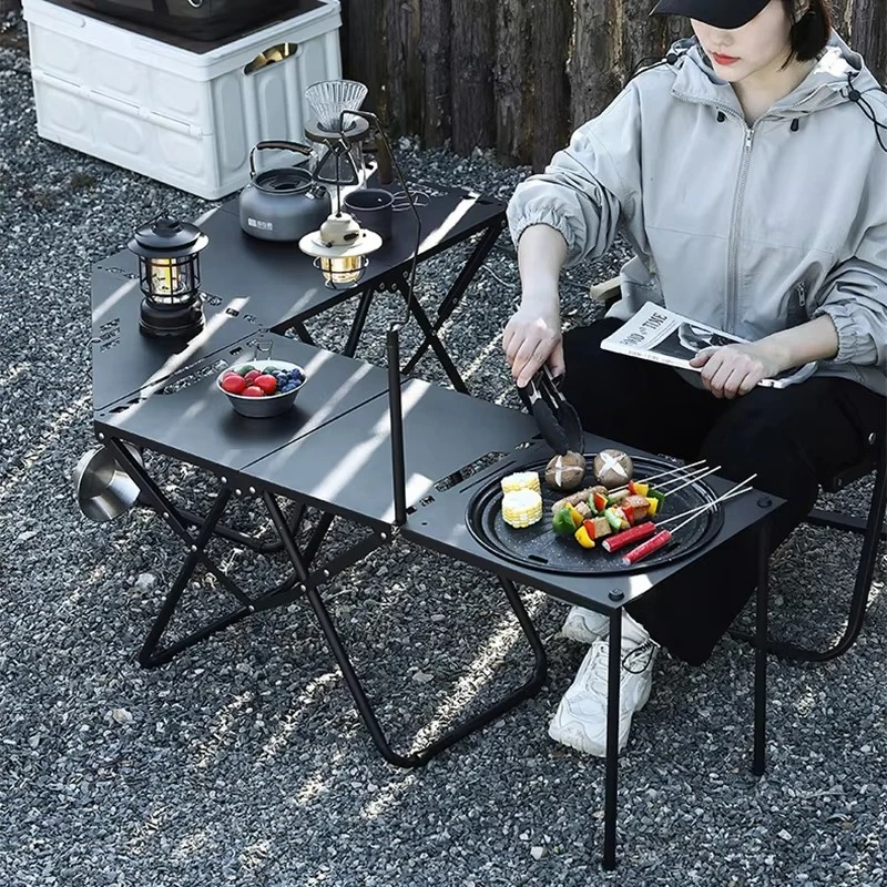 Modern Portable Outdoor Camping Multi-Functional Folding Table For Barbecue & Picnic Use Carbon Steel Outdoor Furniture
