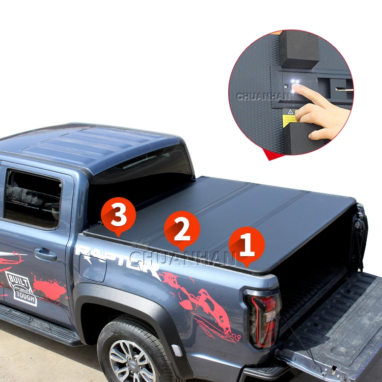 

Benext Hard Low Profile Aluminum Folding Tri-fold Tonneau Bed Cover for F150 2016 Dmax Navara D22 Maverick Tacoma