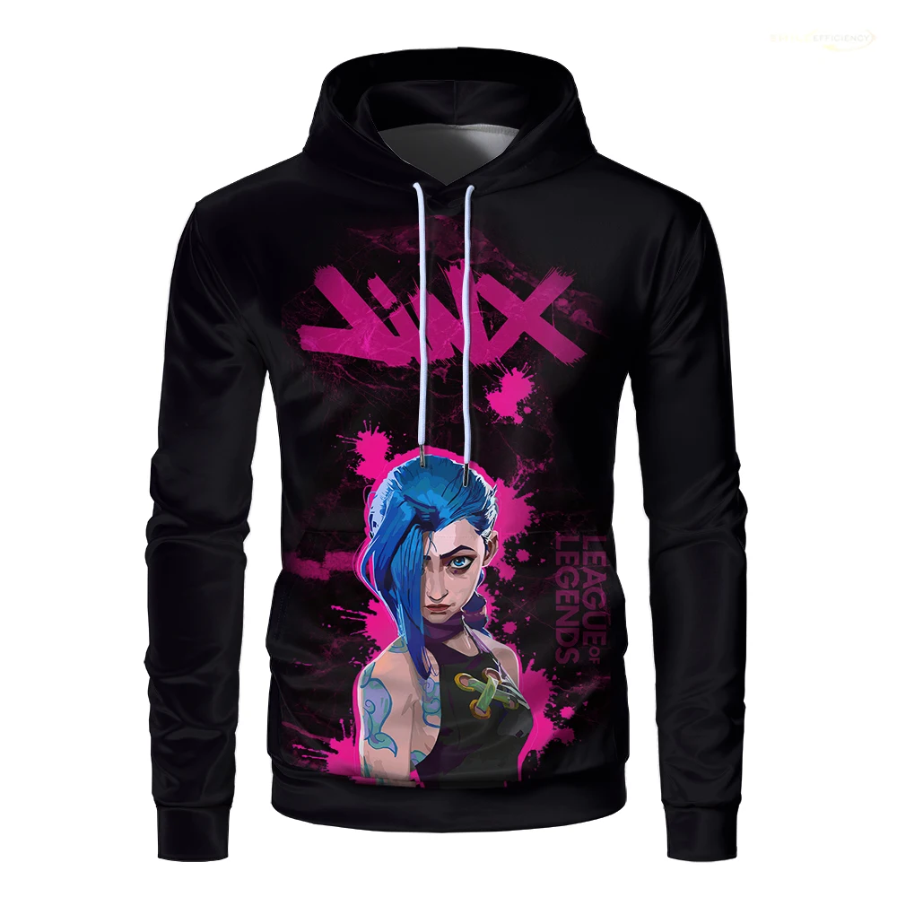 Arcane Season 2 Hoodie 3D Printed League Of Legends Jinx Pattern Sports Sweatshirt Caitlyn Viktor Street Casual Tops Mens Gifts