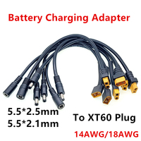 XT60 Plug Male Female to DC 5.5*2.1mm 5.5*2.5mm Connector Battery Charging Adapter Cable Converting Wire for RC Battery