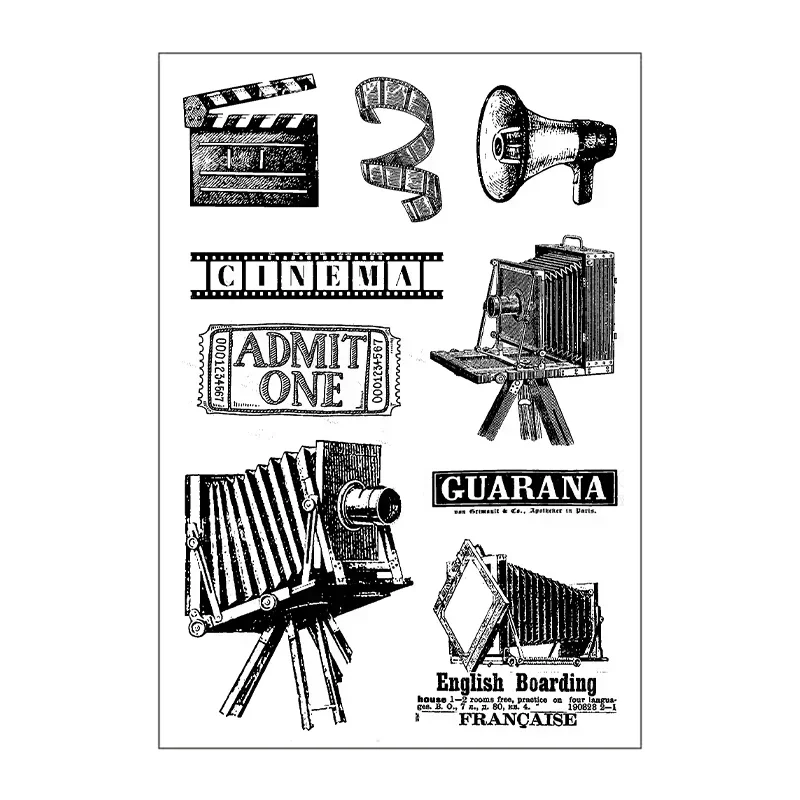 Vintage Film Music Silicone Clear Stamps for Card Making Craft Supplies DIY Scrapbooking Journal Material Decoratio Rubber Stamp