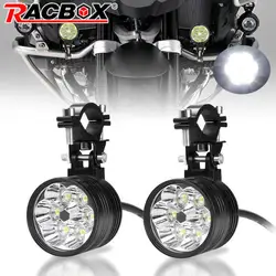 Motorcycle 6led Spotlight High Low Beam Headlight White 6000K Flashing Auxiliary Lamp Fog Light for Offroad Car ATV Truck SUV