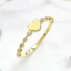 Huitan Chic Heart Rings for Women Minimalist Wedding Band Accessories Proposal Engagement Ring for Lover Eternity Trendy Jewelry