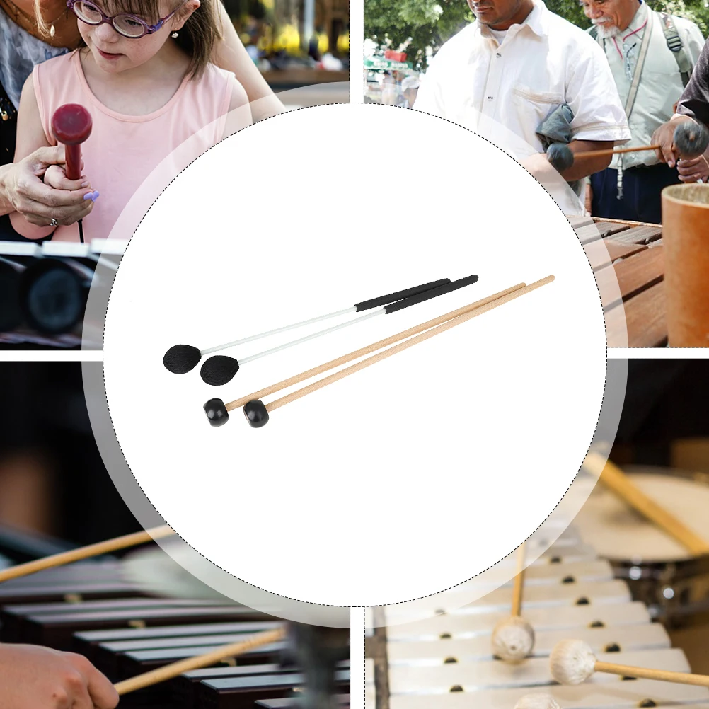 

2 Pairs Drum Stick Marimba Hammer Mallet Abs Mallets Percussion Xylophone