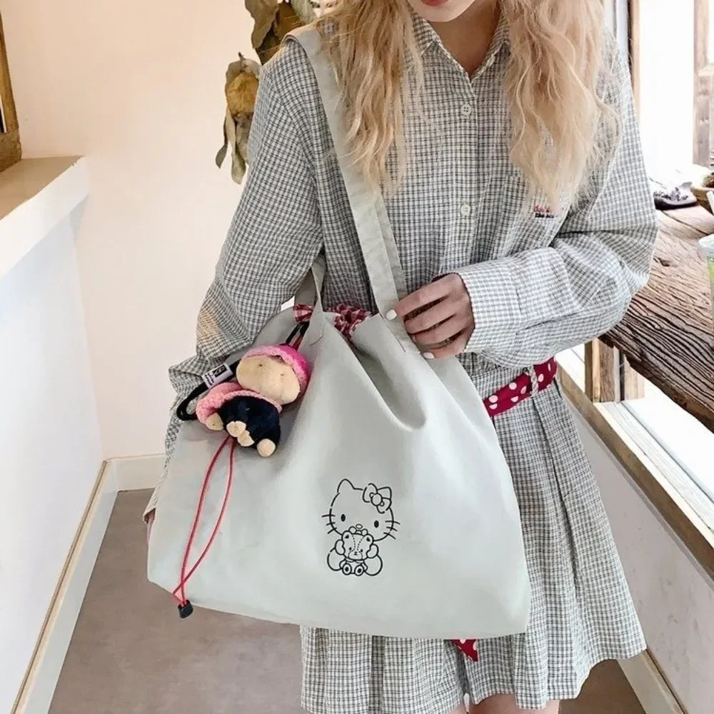 

Hello Kitty Kawaii Anime Sanrio Ins Fashion Large Capacity Casual Embroidery Storage Bag Cute 2025 Single Shoulder Handbag Gifts