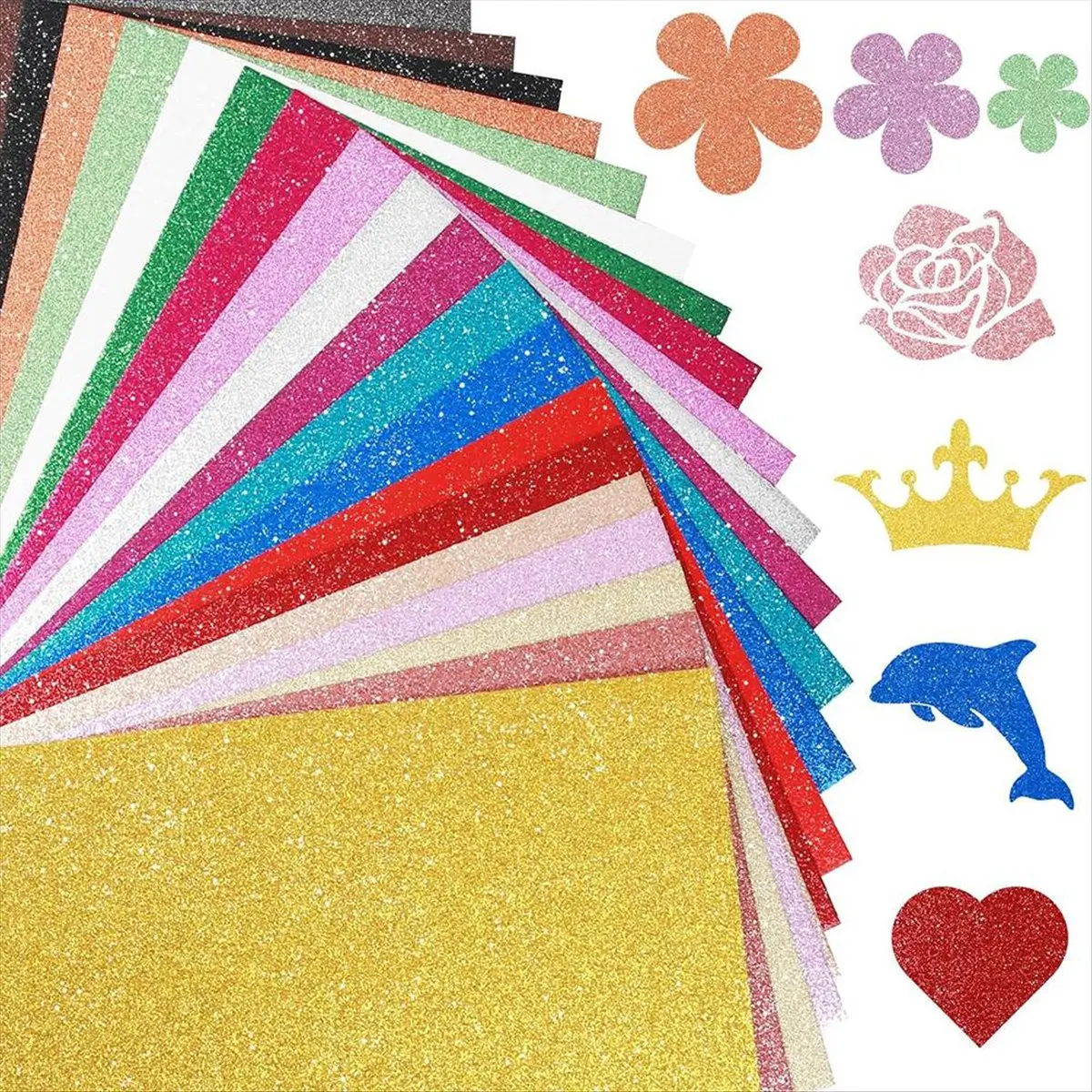 COFA 40 Sheets 20 Colors Glitter Cardstock, 250GSM A5 Glitter Paper No-Shed Thick Sparkly Card Stock, Shimmer Cardstock