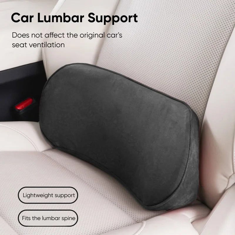 

RazorRide Fashion Memory Foam Lumbar Support Pillow Solid Color Pain Relief Driving Seat Waist Pad Soft Back Cushion Car