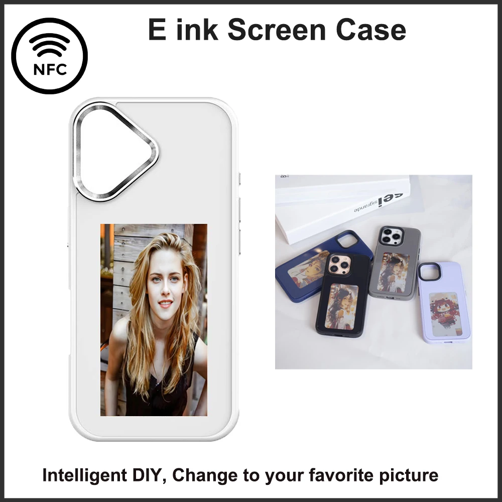

NFC Funda Smart Phone Cover For iphone 17 16 15 14 13 e Pro Max E ink Screen Case NFC Cases with Protector Coque Battery Free