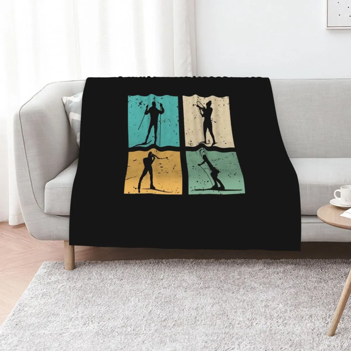 

Biathlon Skiing Cross Country Skiing Biathlete Gift Skier Throw Blanket Polar Decoratives Flannel sofa bed Blankets