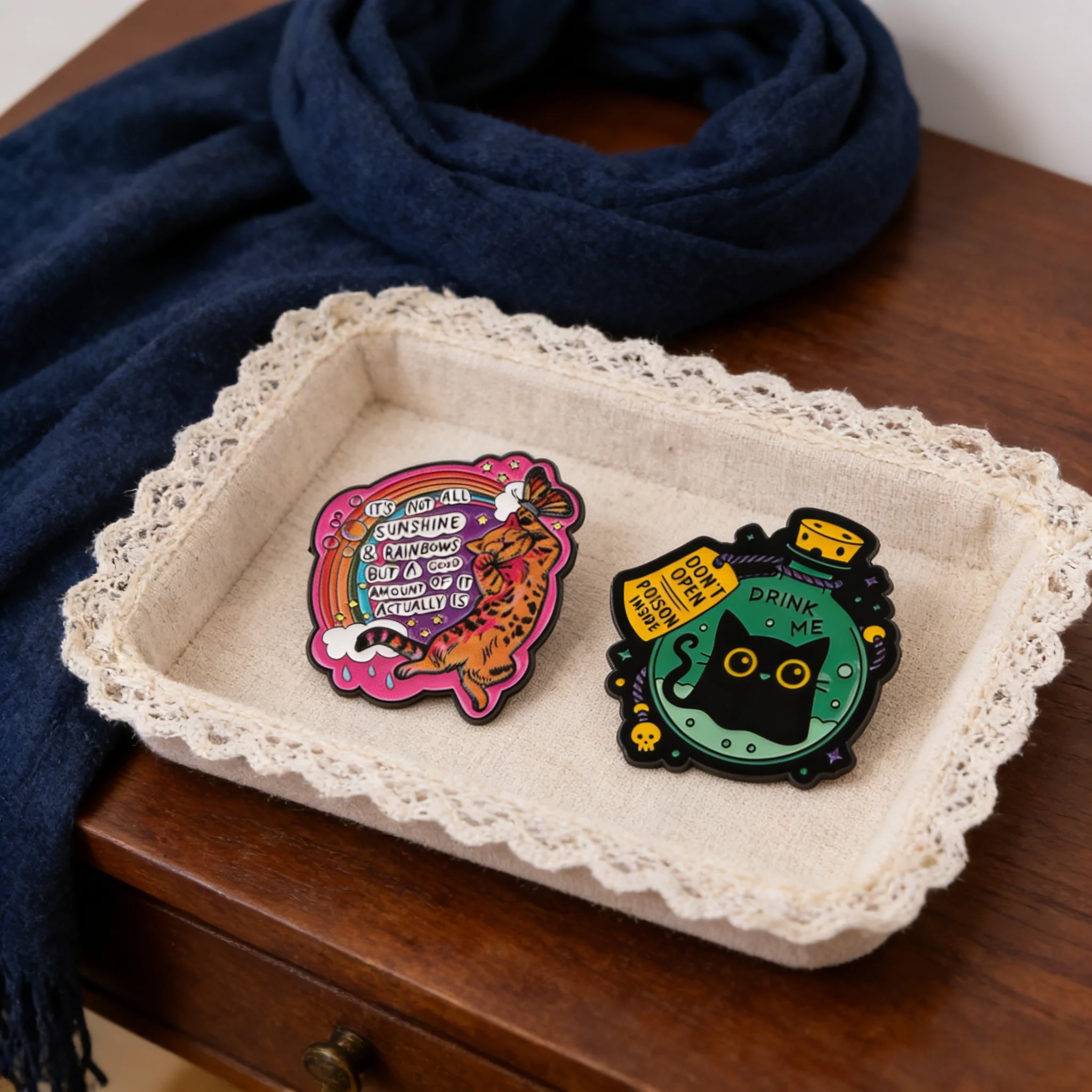 

Cute Bottle Black Cats Enamel Pin Cartoon Animals Quotes Brooch Lapel Pins Badge on Backpack Clothing Accessories Jewelry Gifts