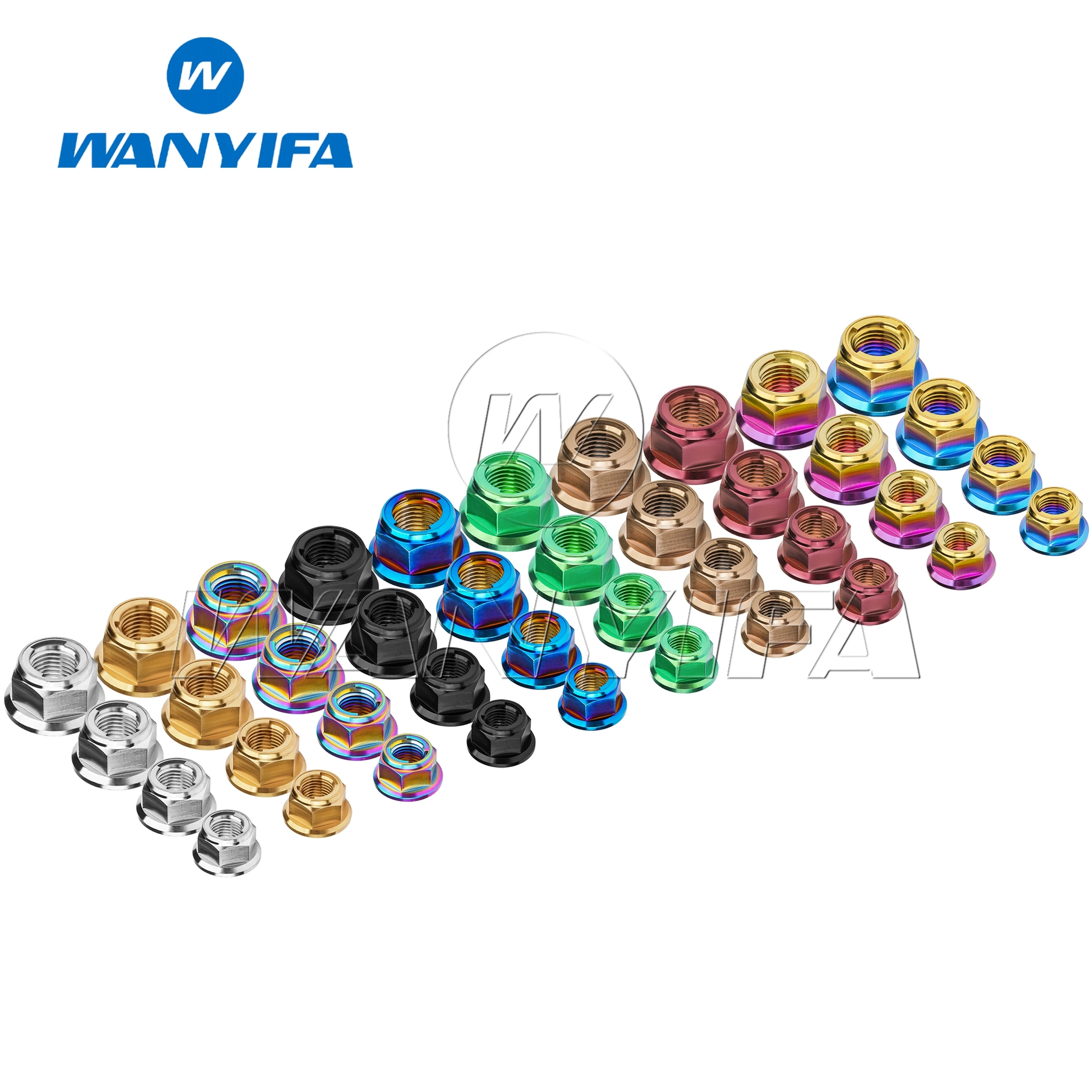 Wanyifa Titanium Ti Nut M6 M8 M10 M12 Pitch1.25 Flange Lock Nuts for Cycling Modification