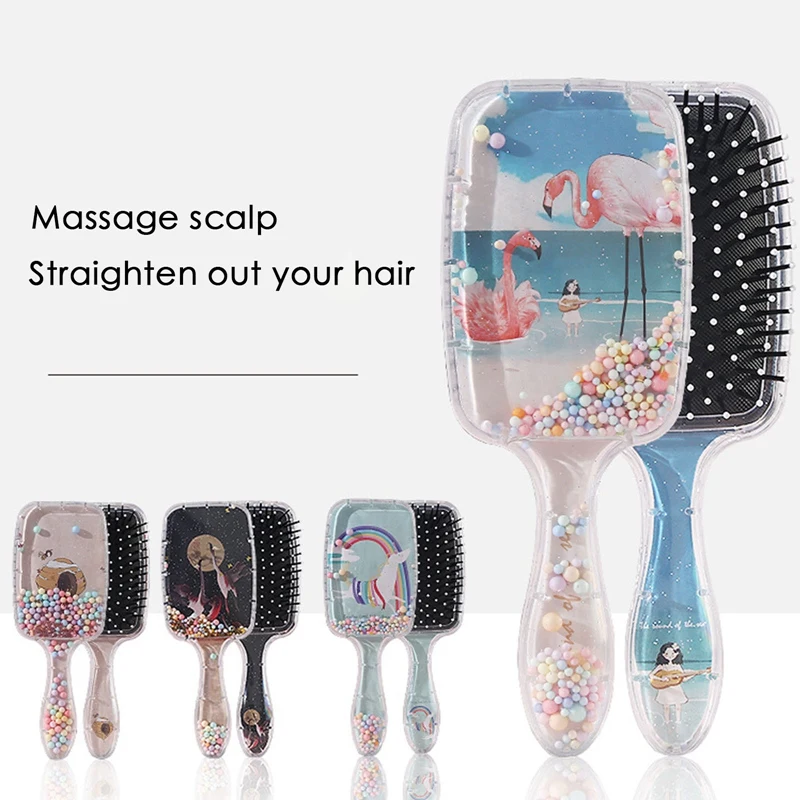 1pc Cartoon Animal Flamingo Unicorn Hair Comb Brush Air Cushion Comb Transparent Massage Comb Detangling Hair Brush for Girls