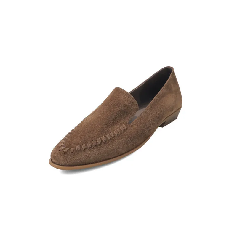 New Spring/Autumn Women Loafers Sheep Suede Leather Shoes for Women  Round Toe Low Heel Shoes Slip-on Women Pumps Daily Shoes view 6