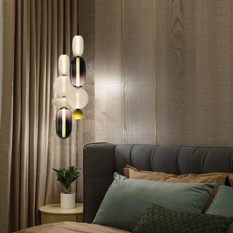 Post Modern Bedside Chandelier Creative Color Candy Pendant Lamp Italian Design Restaurant Display Window Glass Pendant Lam view 4