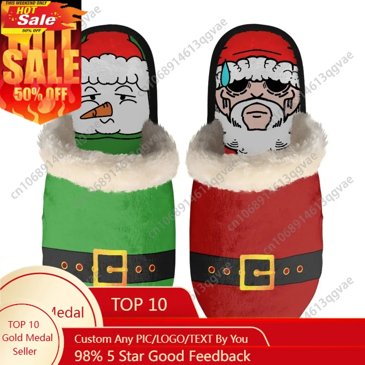 

Christmas Fat Snowman Slippers Mens Womens Home Cotton Plush Bedroom Casual Keep Warm Customized Thermal Lightweight Slipper