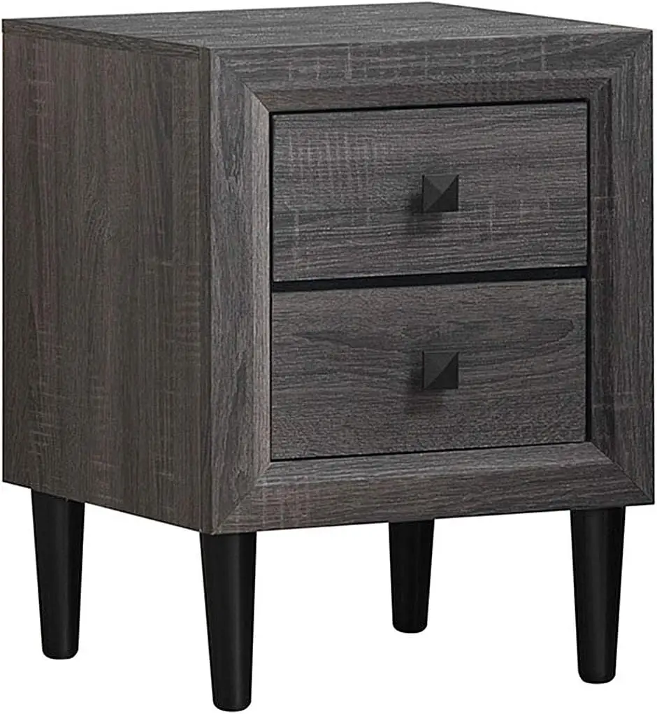 

Bedside Tables with Solid Wood Legs for Bedroom, Modern Night Stand Side Table for Small Space Living Room, Grey